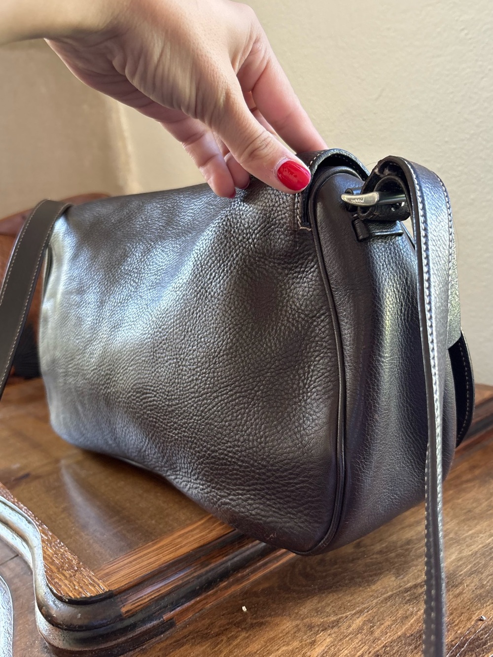 Prada Dark Brown Pebbled Leather crossbody Bag - Picture 3 of 10